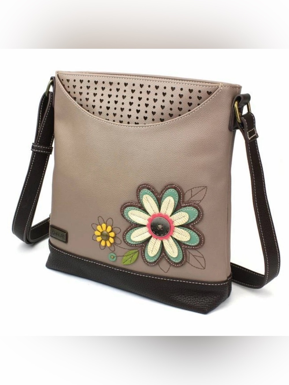 Chala Daisy Sweet Messenger Crossbody Bag with Floral Appliqué